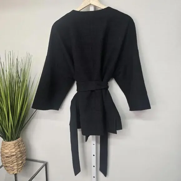 LOFT Women's Black Belted Kimono Jacket M/L - Picture 5 of 5